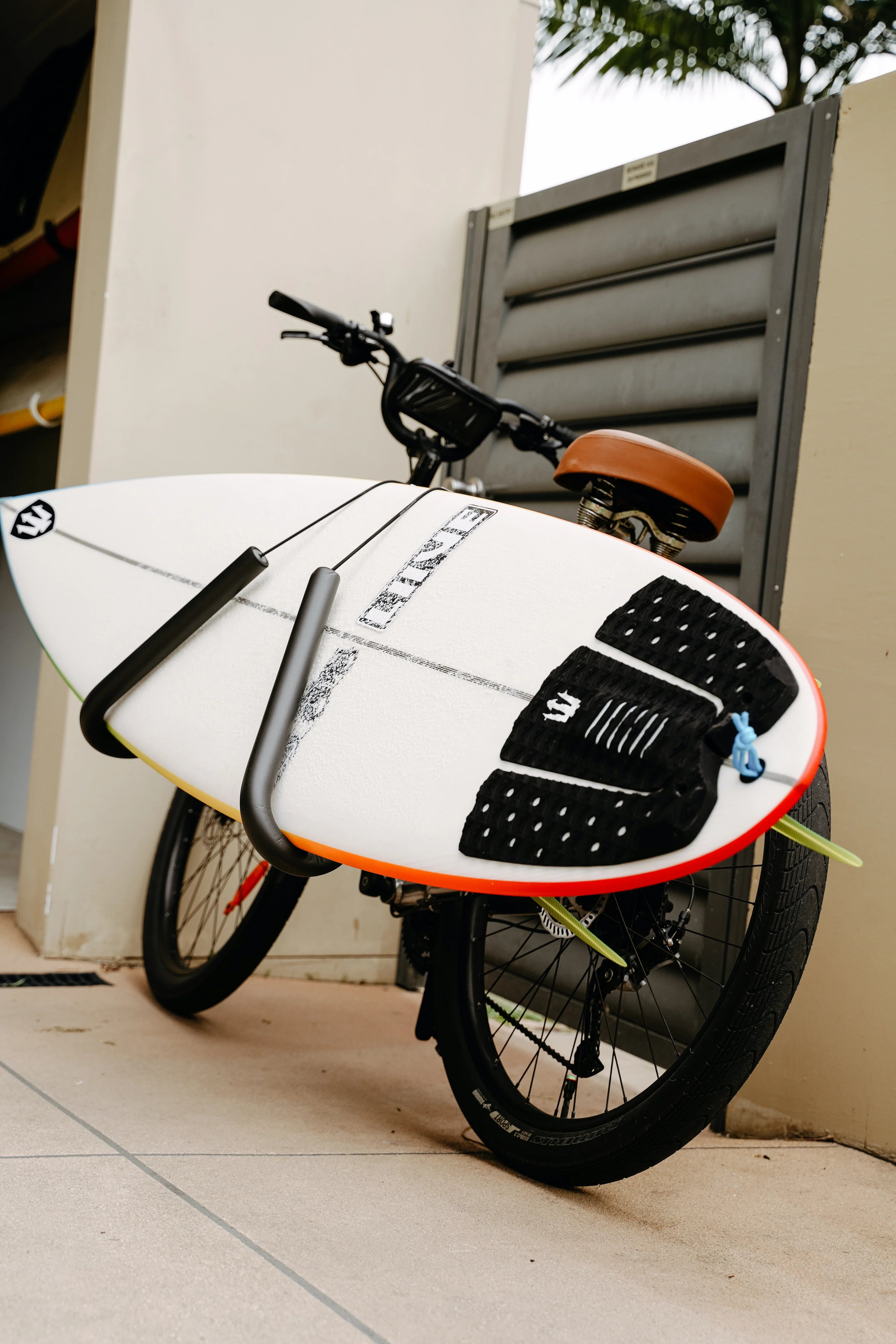 Bicycle surfboard rack on sale